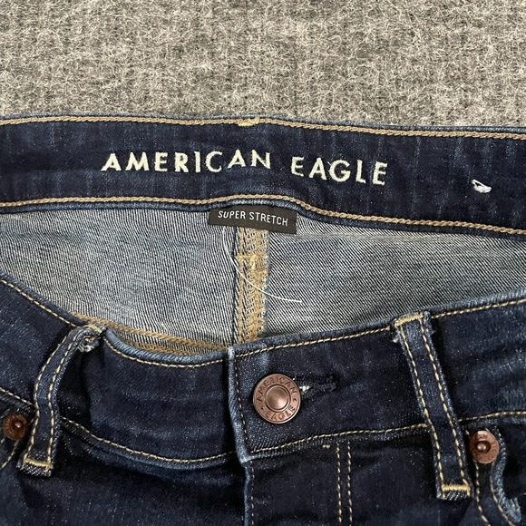 American Eagle Super Hi-Rise Flare Blue Denim Jeans Women's Size 10 Stretch EUC - Picture 4 of 13